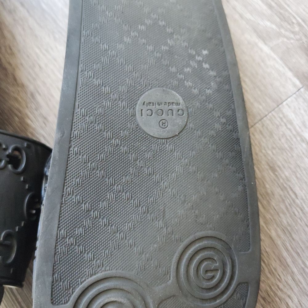 Gucci Embossed Black Slide Sandals - Picture 6 of 6